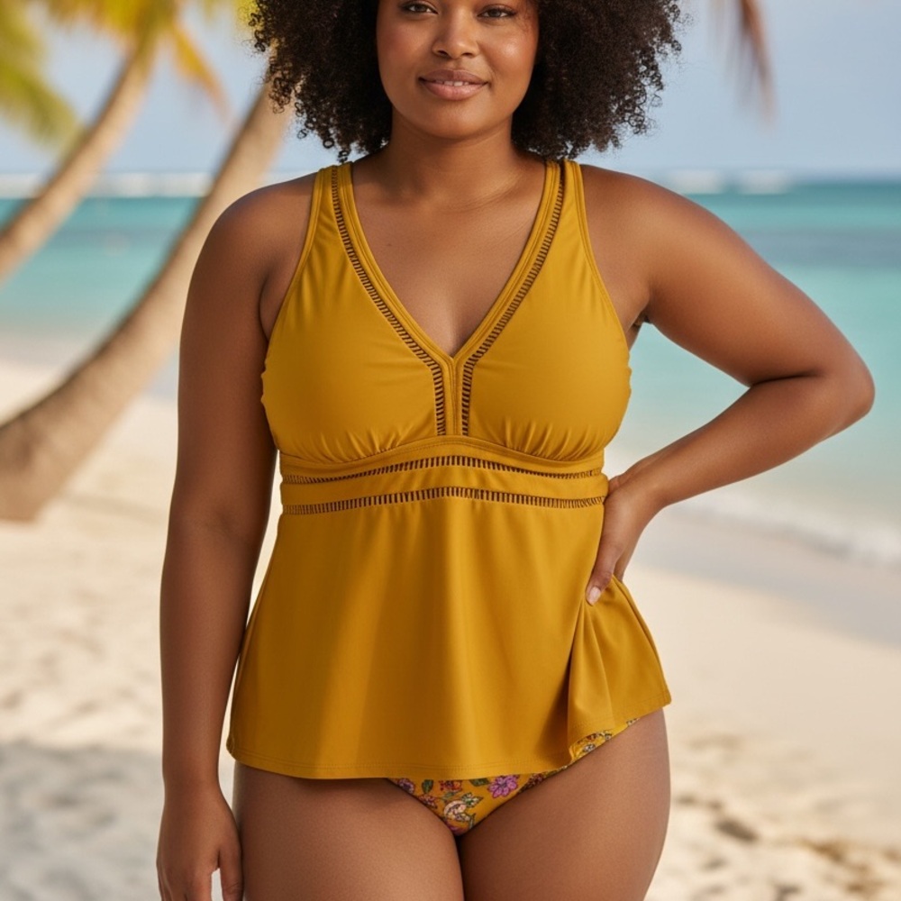 Mustard Yellow Women's Swim Top